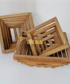 Chậu gỗ trồng lan hình vuông vát đáy – set 3 chiếc – CG5