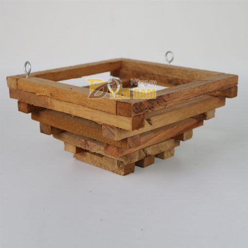 Chậu gỗ trồng lan hình vuông vát đáy - set 3 chiếc - CG5