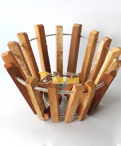 Chậu gỗ trồng lan thanh gỗ bản vuông phi 20cm – CG4